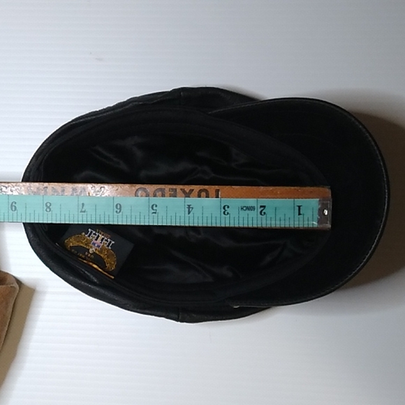 HH Henschel Hat Co Black Leather Cap Sz Small - Picture 6 of 8